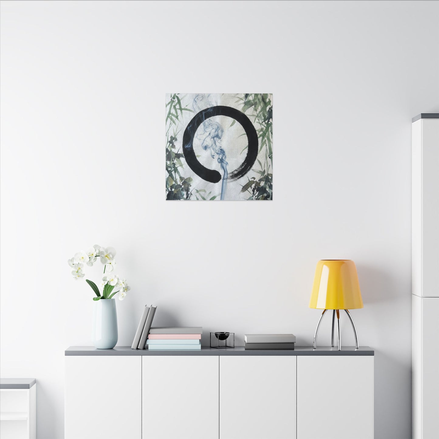 Zen Incense Smoke in Moonlight | Enso Canvas Art