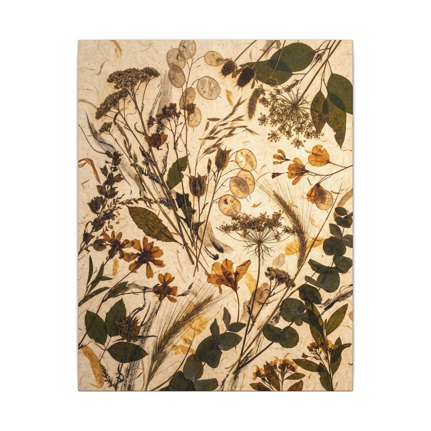 Dried Flowers Summer Canvas Art | Japandi Neutral Design