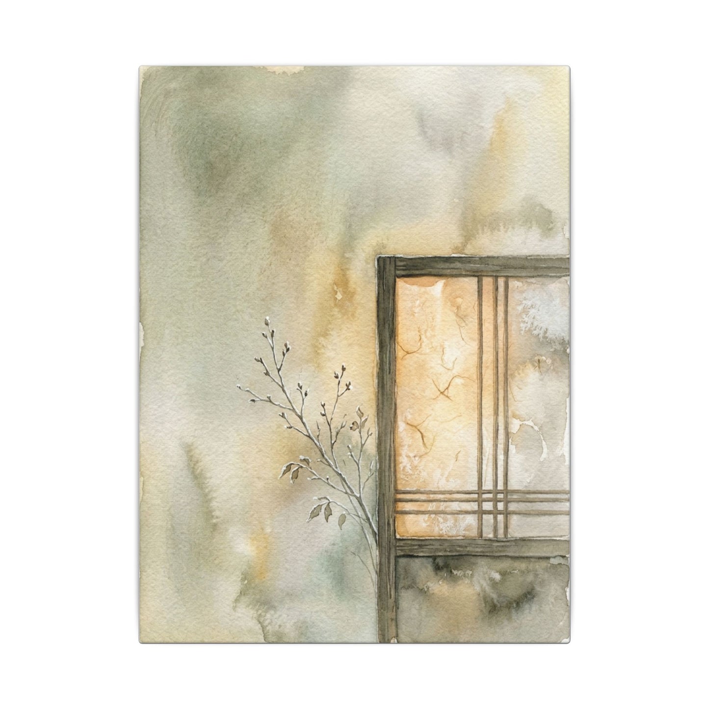 Ma Shoji Screen Canvas Art - Japandi Watercolor