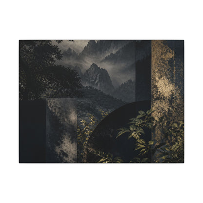 Mountain Mist Summer Canvas Art | Dark Japandi Atmospheric Design