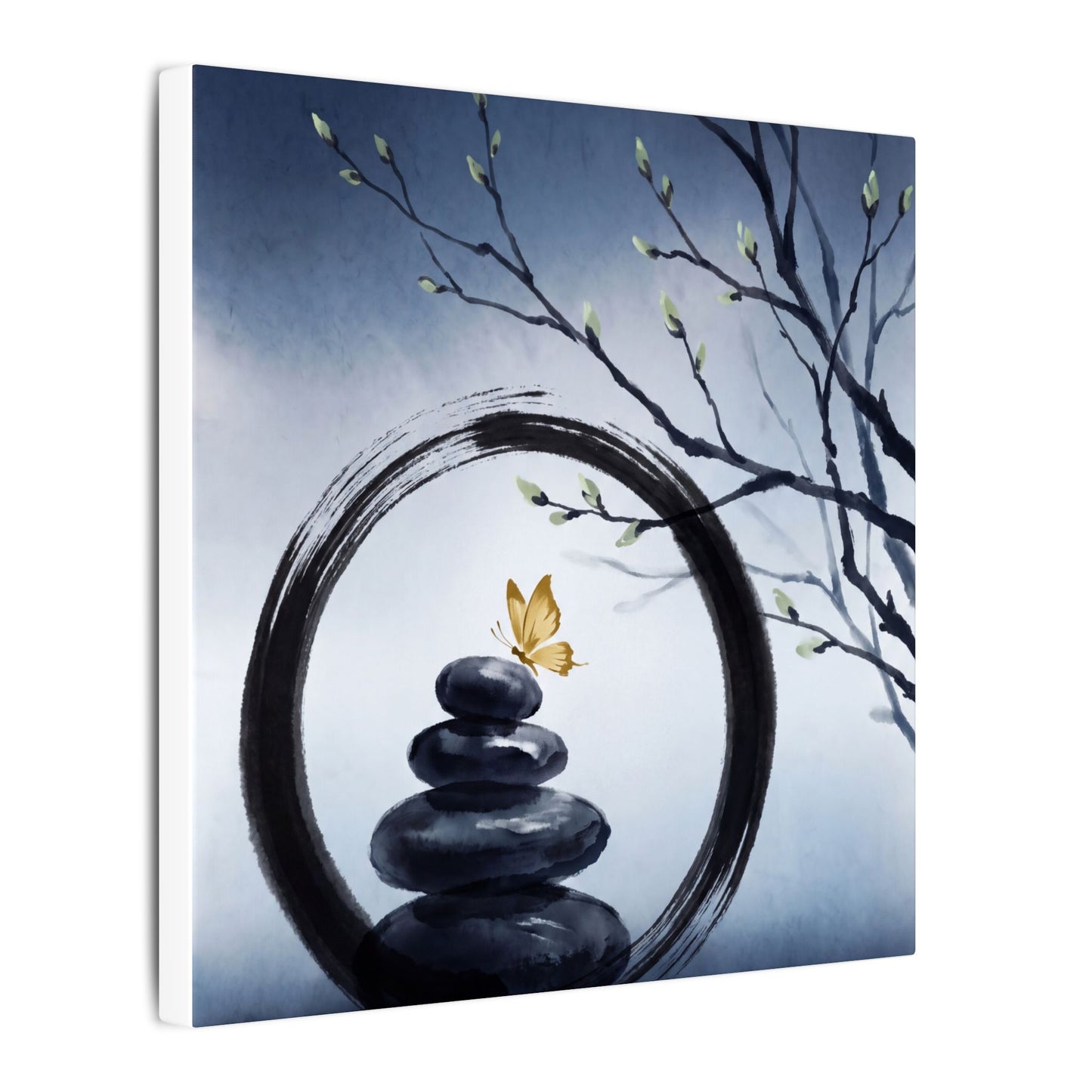River Stones Spring Canvas Art | Zen Peaceful Design