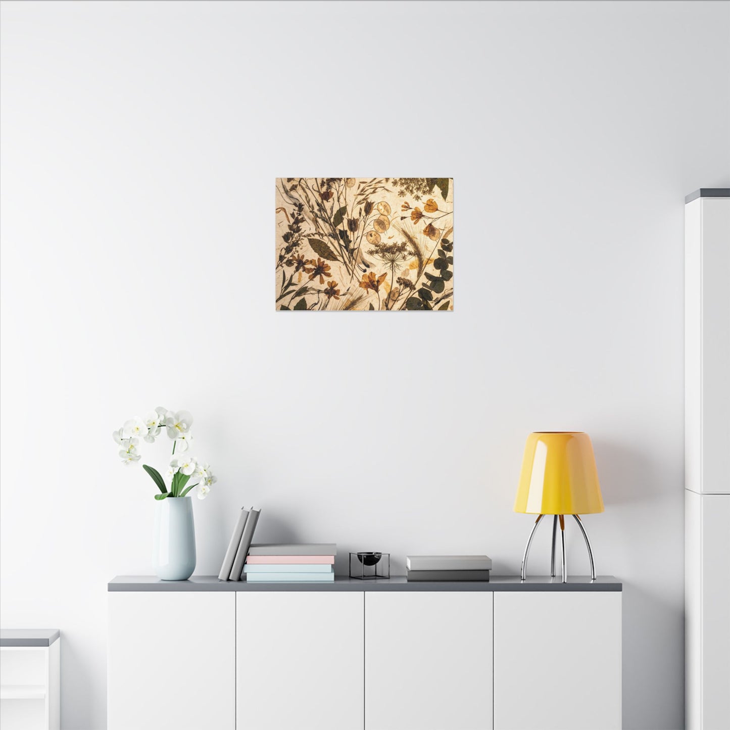 Dried Flowers Summer Canvas Art | Japandi Neutral Design