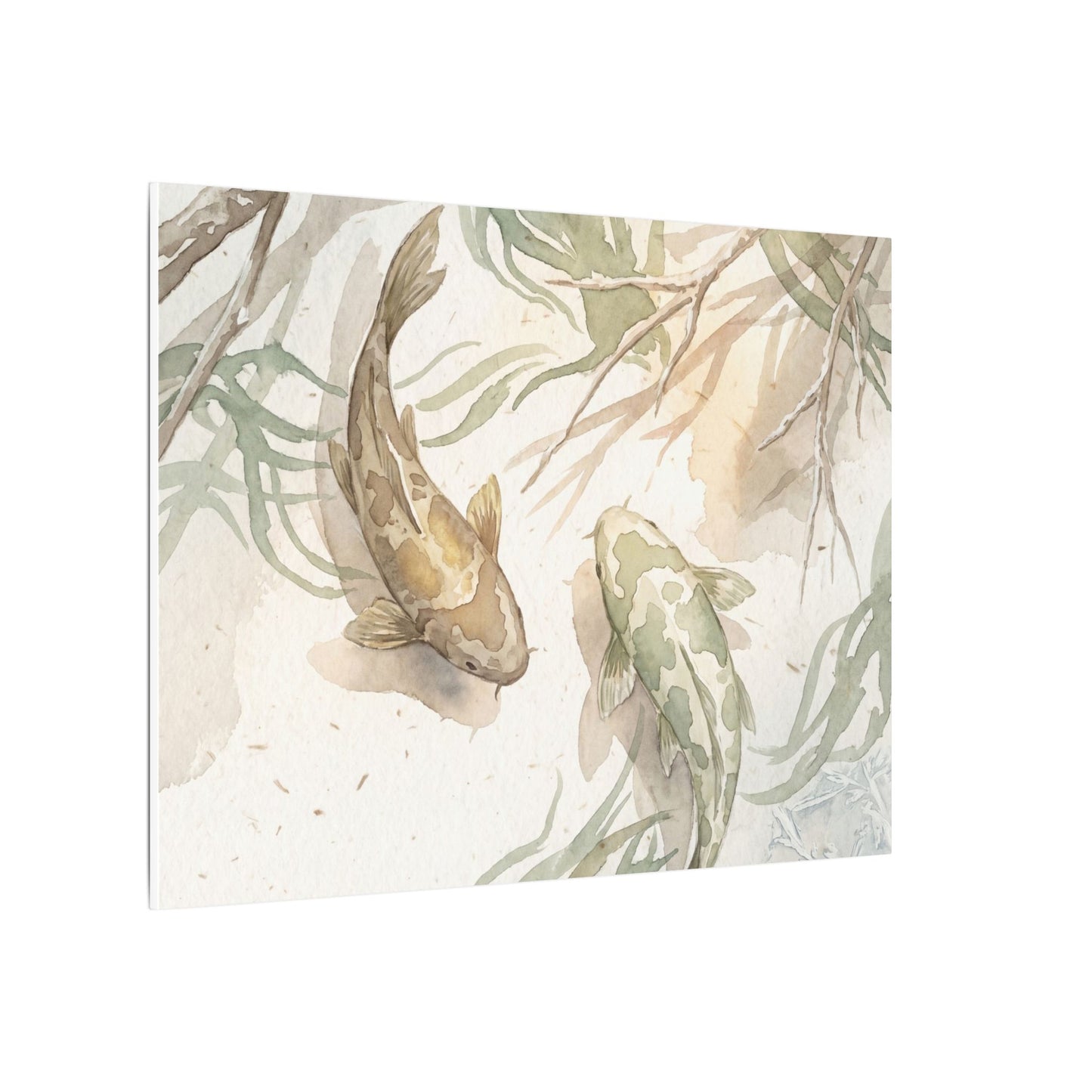Koi Pond Canvas Art | Winter Japandi Watercolor Art