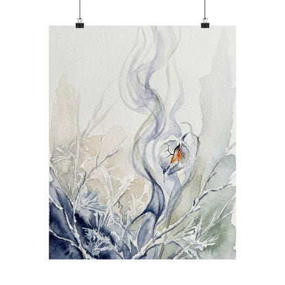 Incense Smoke Watercolor Wall Art Print | Elegant Japandi Art Art Print