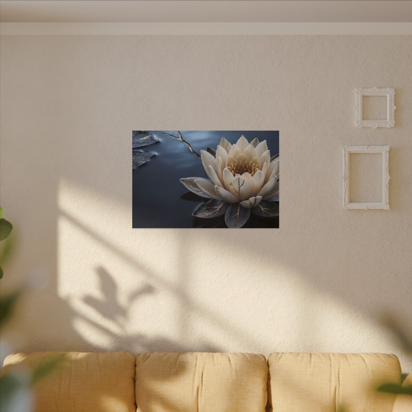 Beautiful Lotus Flower Canvas Art - Gold Vein Kintsugi