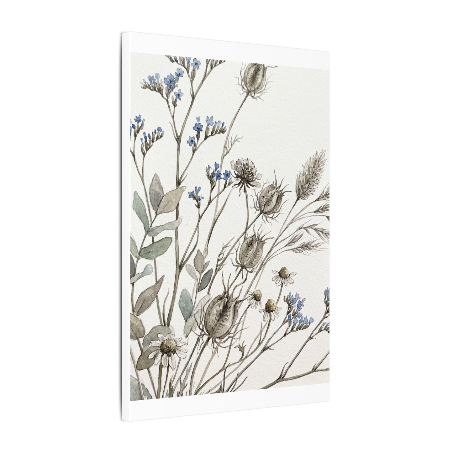 Dried Flowers Canvas Art | Summer Japandi Watercolor Art