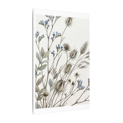 Dried Flowers Canvas Art | Summer Japandi Watercolor Art