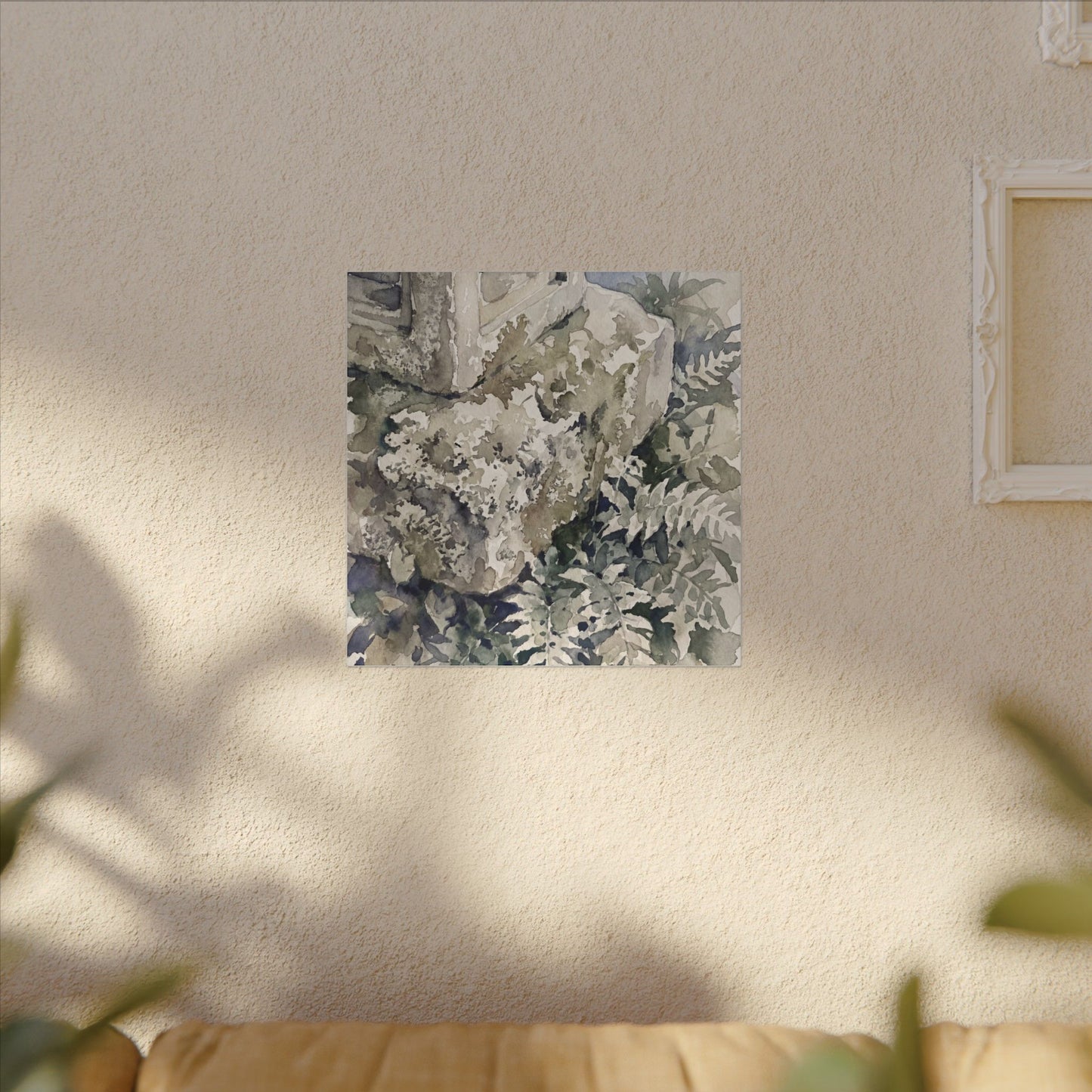 Stone Lantern Watercolor Canvas Art | Elegant Japandi Art