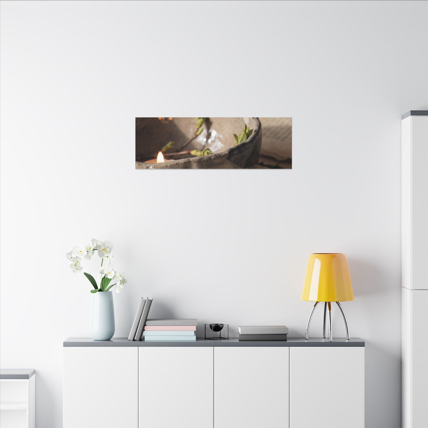 Candlelight Ceramic Bowl Canvas Art - Japandi Ma