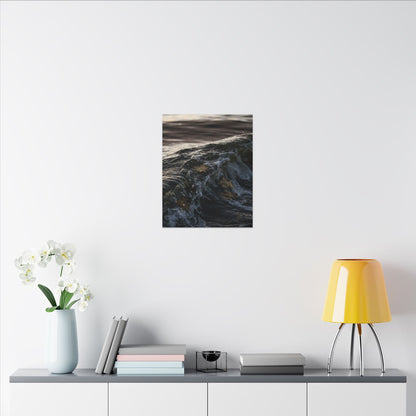 Dark Japandi Ocean Wave in Dawn | Moody Minimal Canvas Art
