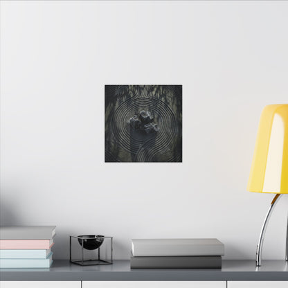 Moody Rock Garden Canvas Art - Dark Texture Dark Japandi