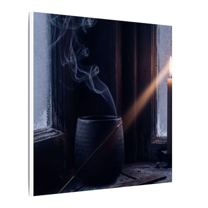 Incense Smoke Winter Canvas Art | Dark Japandi Sophisticated Design