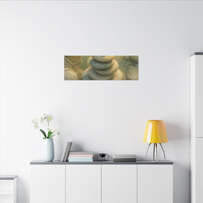 River Stones Watercolor Canvas Art | Elegant Japandi Art
