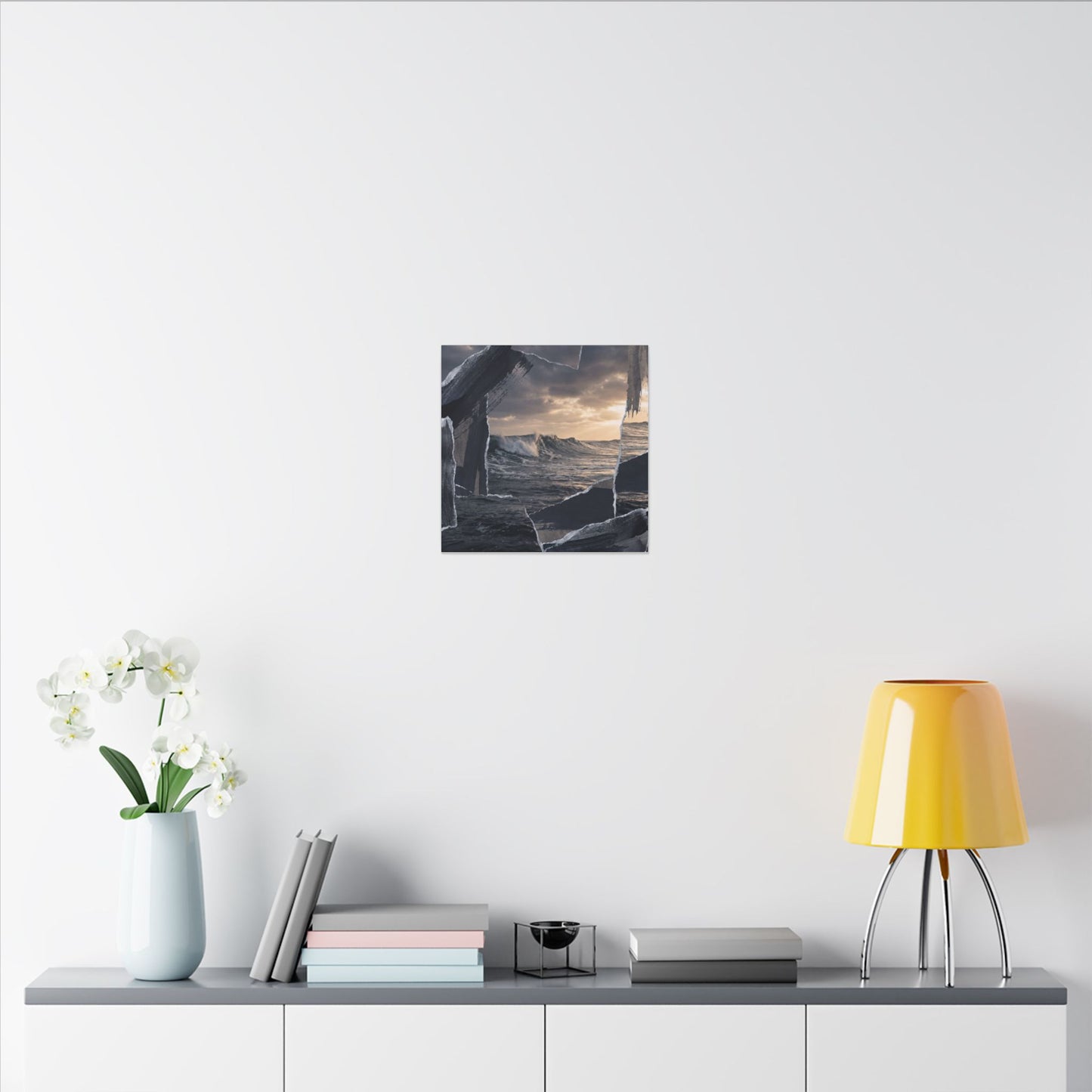 Fukinsei Ocean Wave Canvas Art - Dark Japandi Shadow Zen