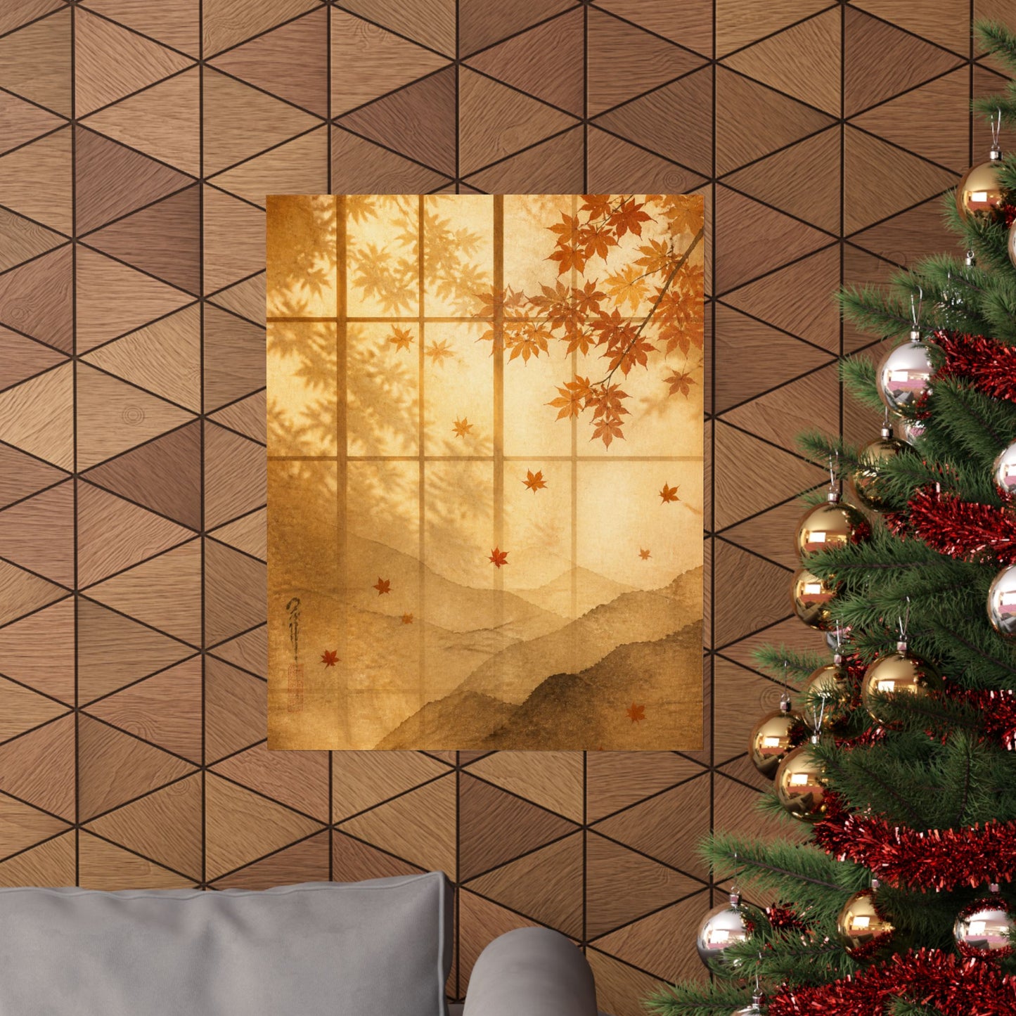 Shoji Screen Wall Art Print | Autumn Japandi Texture Art