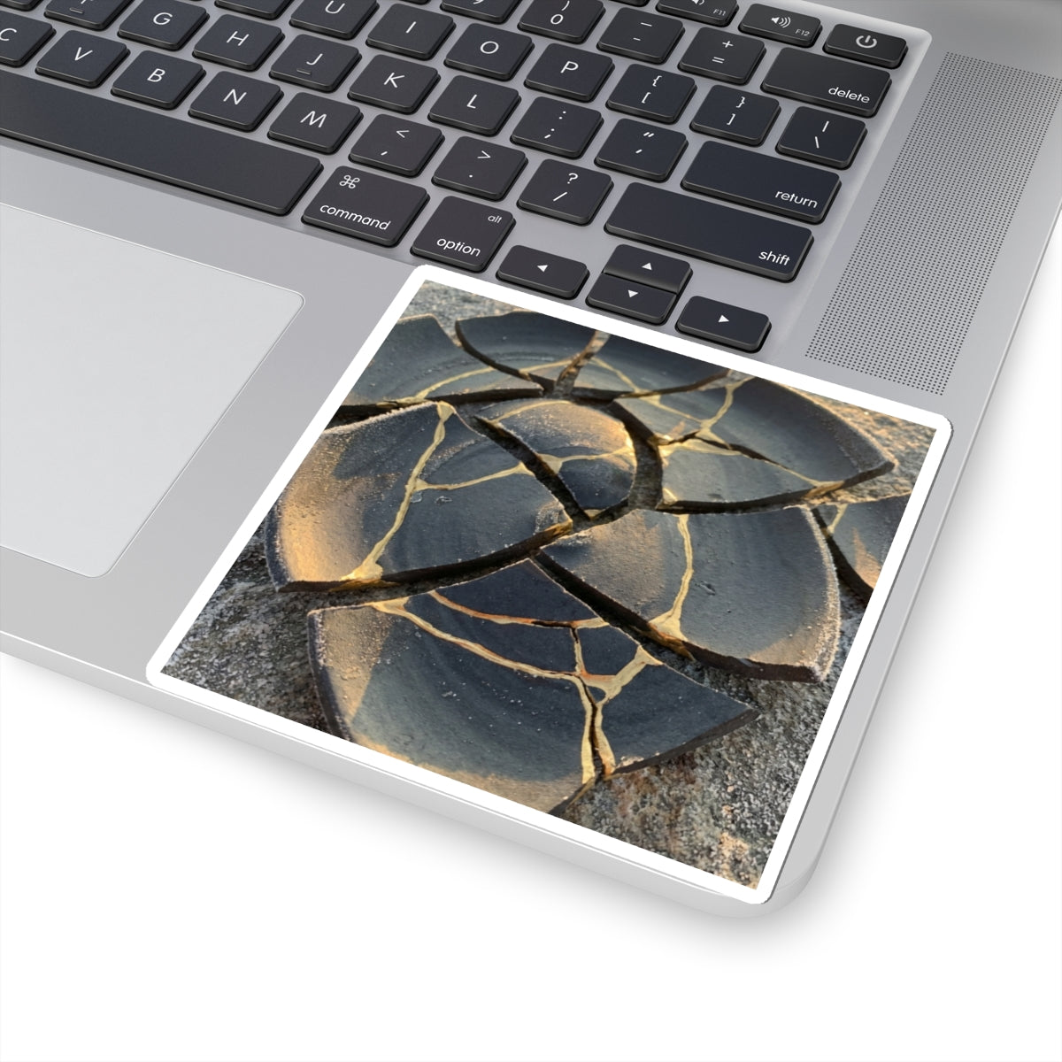 Golden Hour Broken Pottery Sticker - Kintsugi Kanso Art Print
