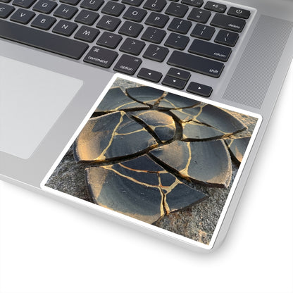 Golden Hour Broken Pottery Sticker - Kintsugi Kanso Art Print