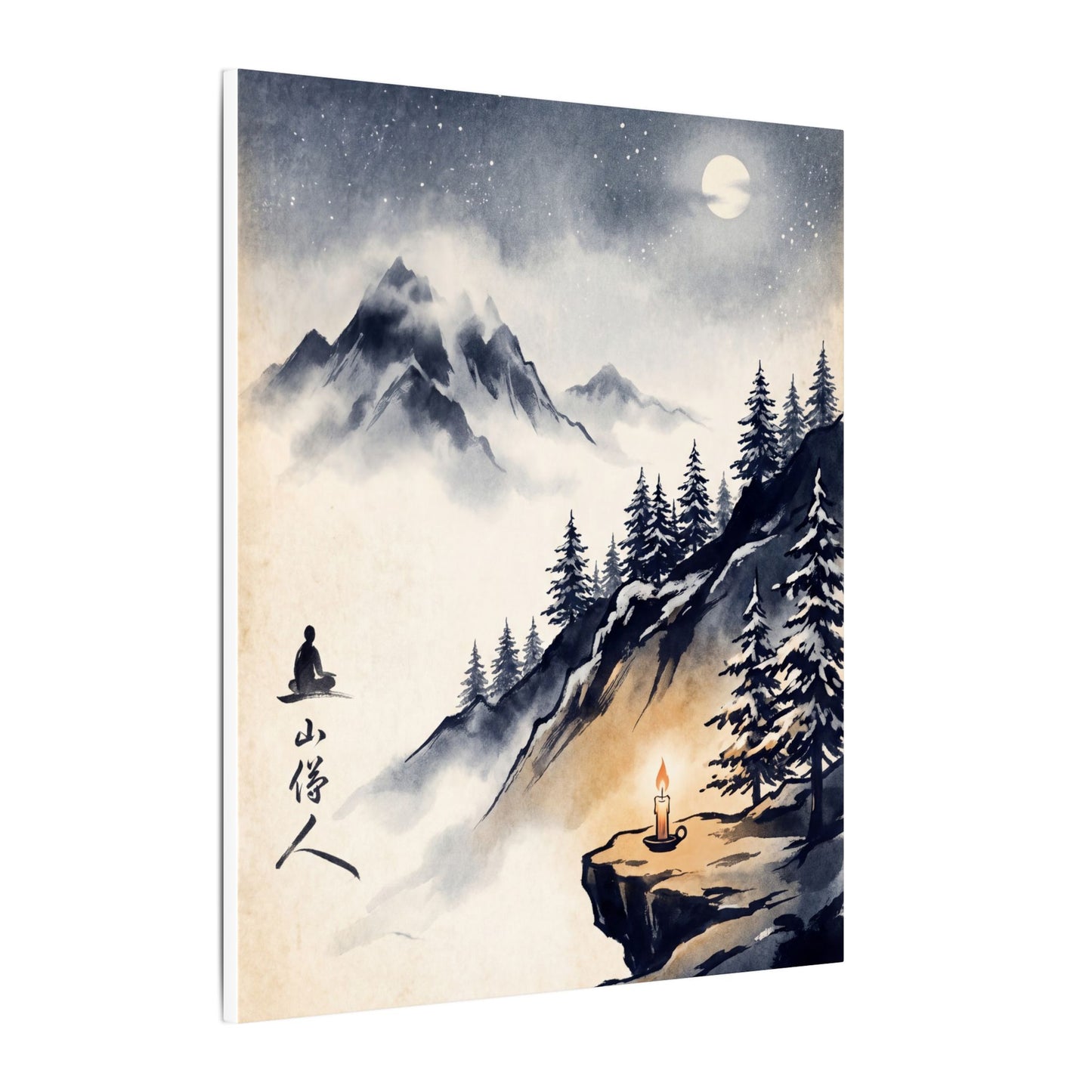 Mountain Mist Canvas Art | Winter Zen Ukiyo E Inspired Art