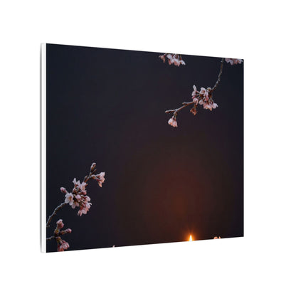 Dark Japandi Cherry Blossom in Candlelight | Moody Minimal Canvas Art