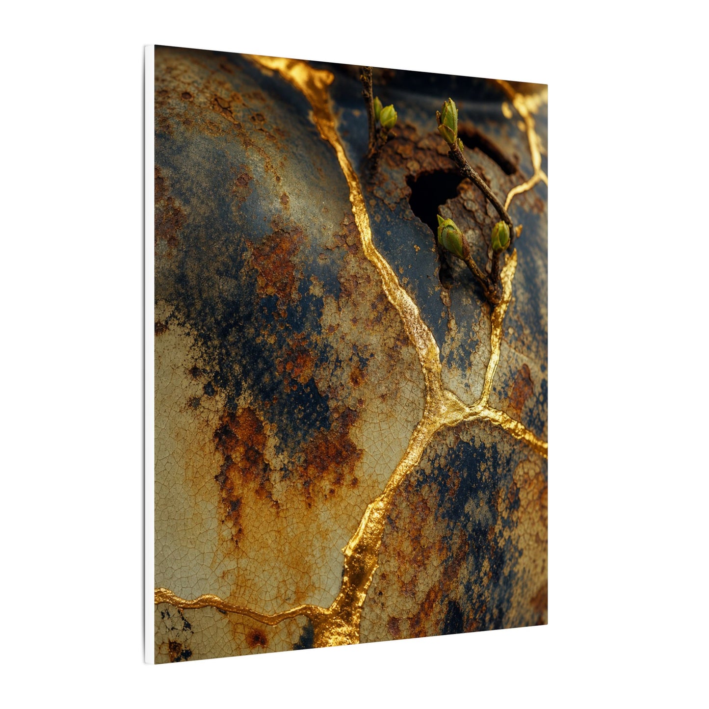 Datsuzoku Rust Patina Canvas Art - Kintsugi Crackle Gold