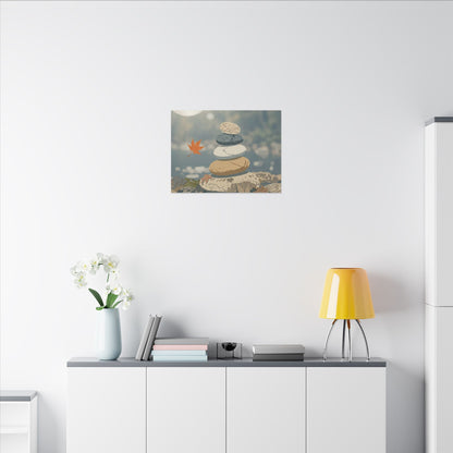 Warm River Stones Canvas Art - Japanese Pattern Japandi
