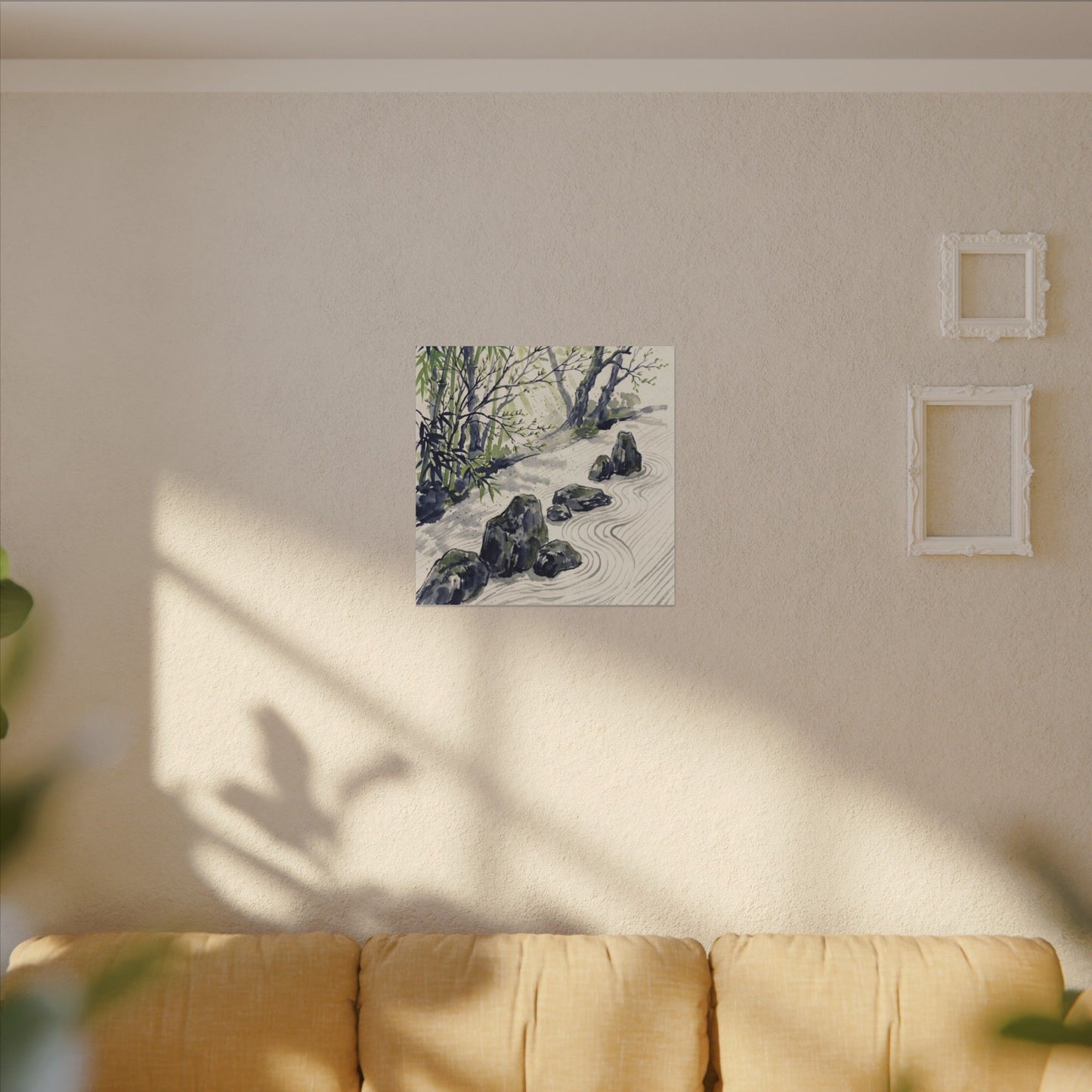 Dappled Rock Garden Canvas Art - Zen Mono No Aware