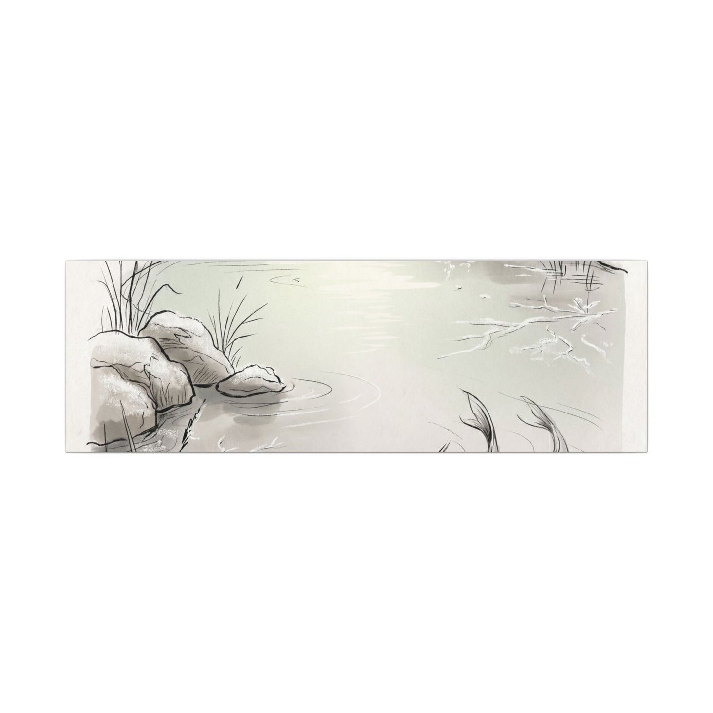 Koi Pond Minimal Line Canvas Art | Cozy Japandi Art