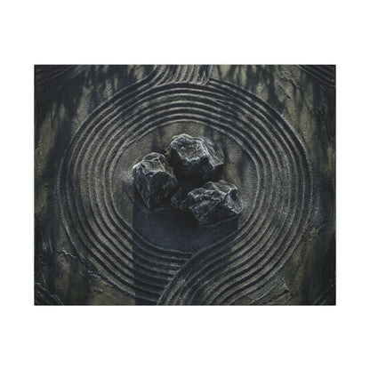 Moody Rock Garden Canvas Art - Dark Texture Dark Japandi
