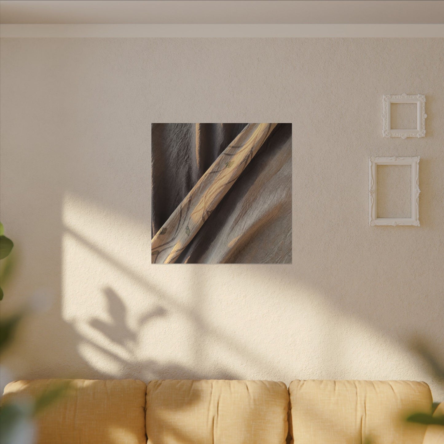 Warm Silk Drape Canvas Art - Japanese Pattern Japandi