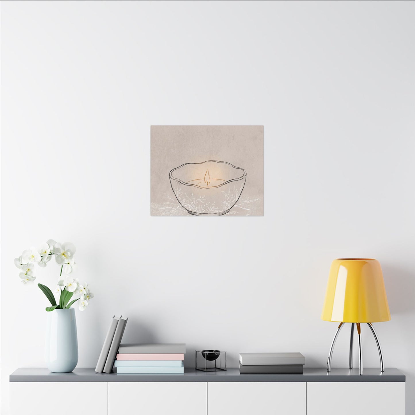 Ceramic Bowl Minimal Line Canvas Art | Neutral Japandi Art