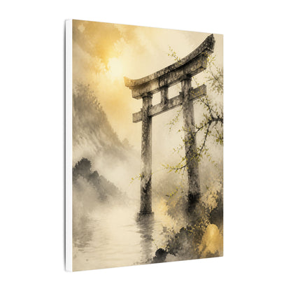 Spring Torii Gate Sumi E Canvas Art | Tranquil Decor