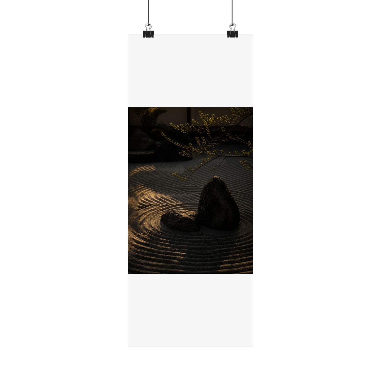 Golden Hour Rock Garden Wall Art Print - Dark Japandi Ma