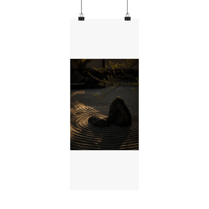 Golden Hour Rock Garden Wall Art Print - Dark Japandi Ma