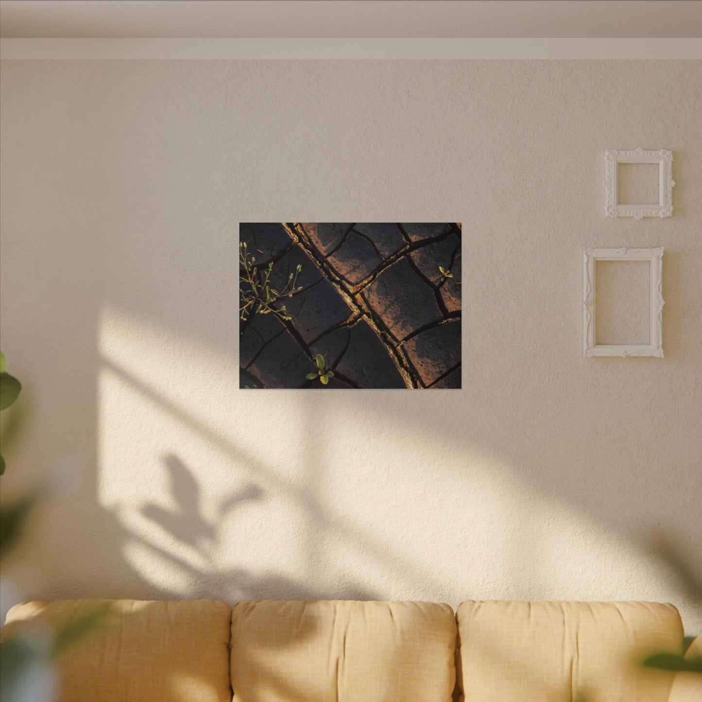 Kintsugi Cracked Earth in Golden Hour | Gold Vein Canvas Art