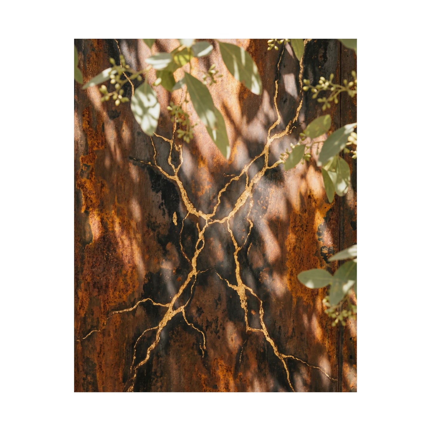 Rust Patina Gold Vein Wall Art Print | Artful Kintsugi Art