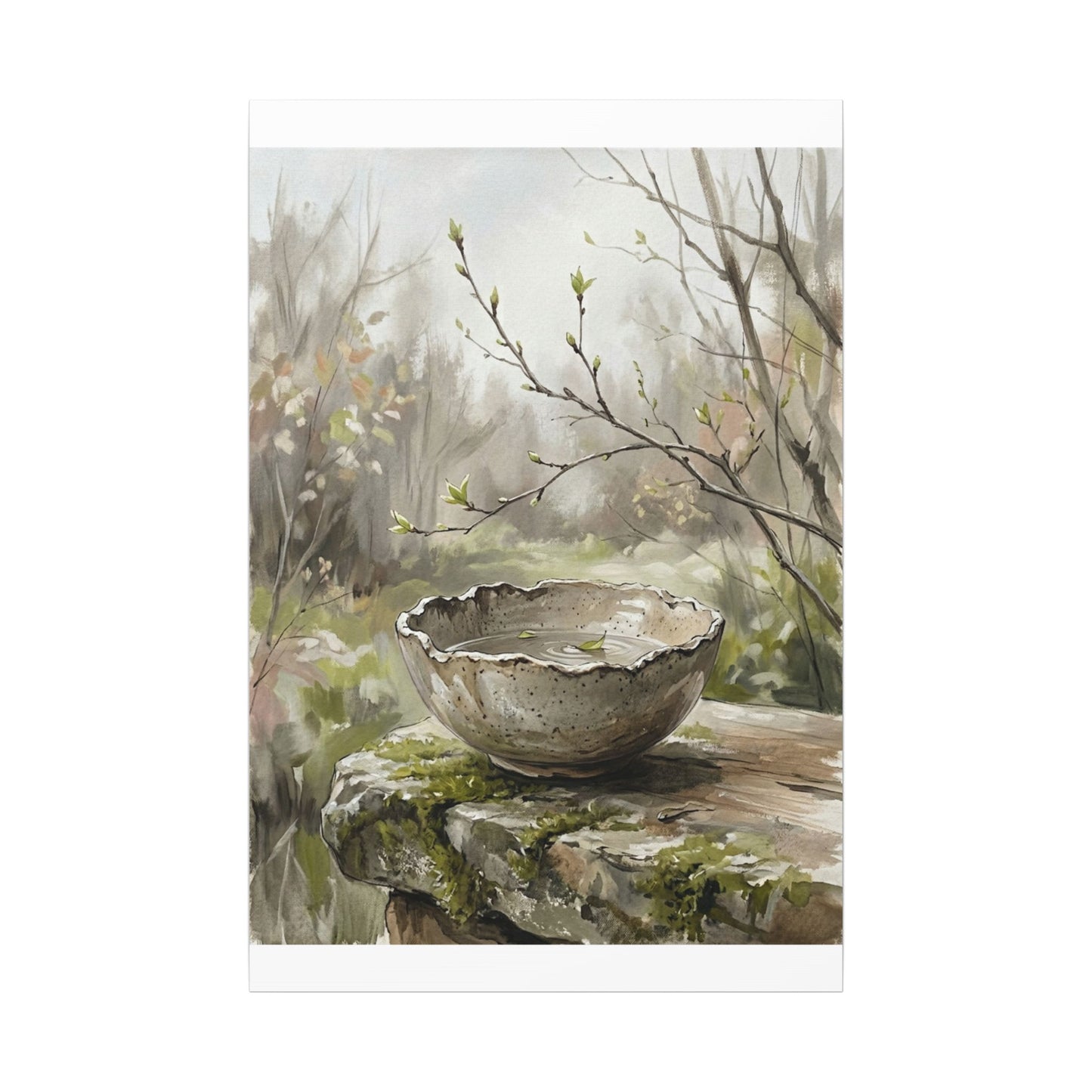 Japandi Ceramic Bowl in Overcast | Minimal Line Canvas Art