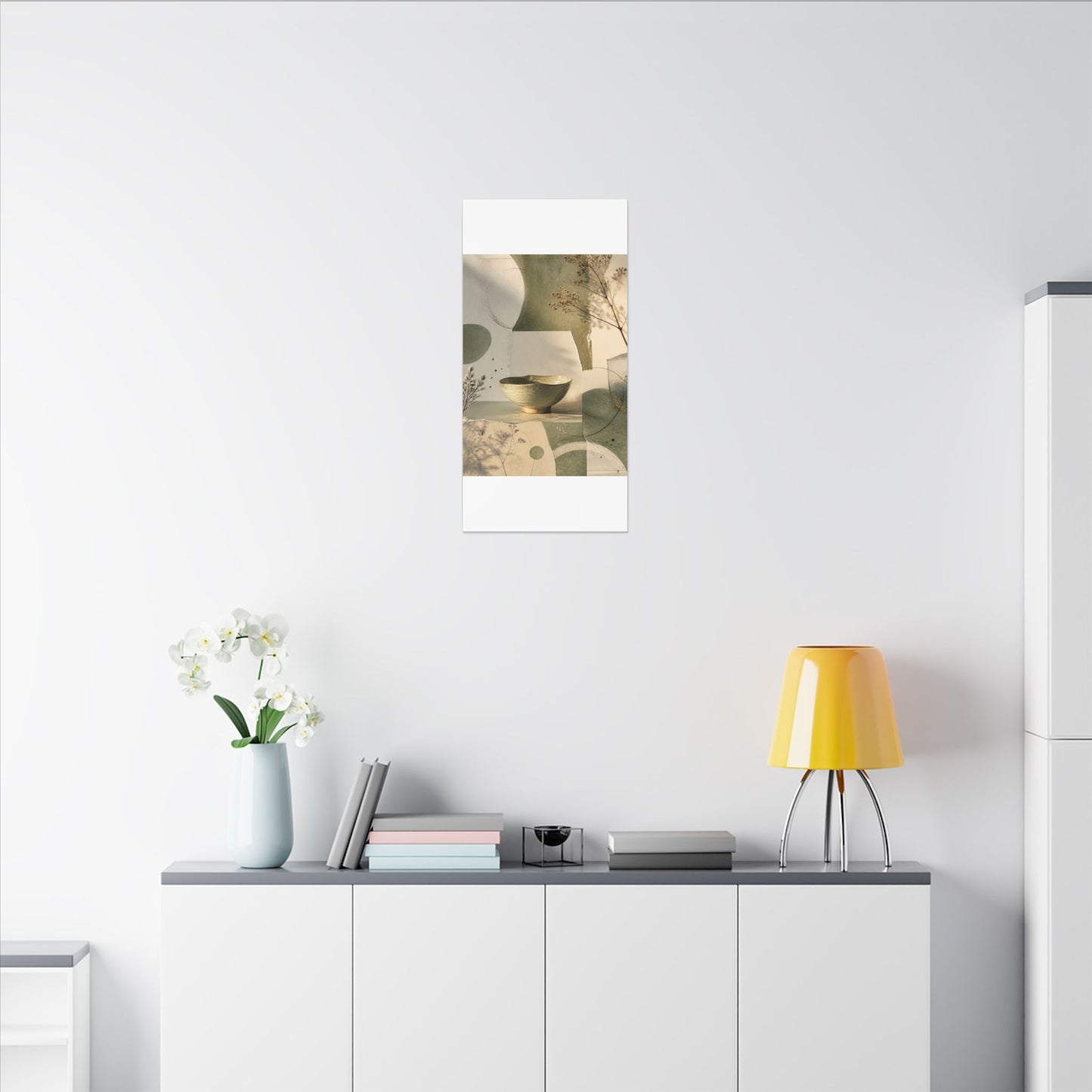 Warm Ceramic Bowl Canvas Art - Minimal Line Japandi