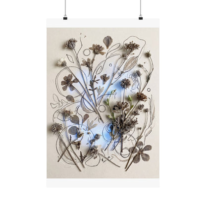 Neutral Dried Flowers Wall Art Print - Minimal Line Japandi Art Print
