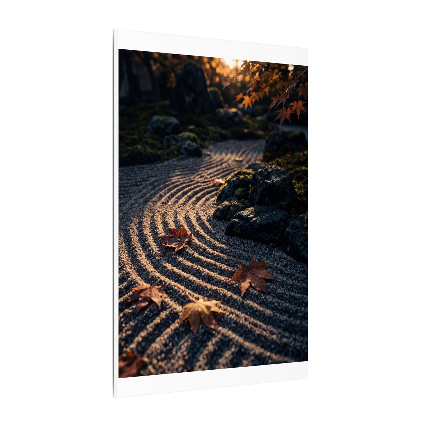 Rock Garden Moody Minimal Canvas Art | Bold Dark Japandi Art