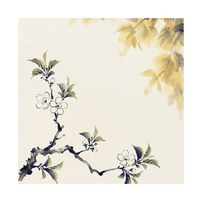 Zen Cherry Blossom in Golden Hour | Sumi E Wall Art Print
