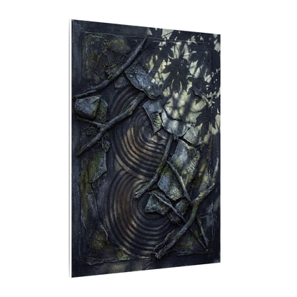Rock Garden Canvas Art | Winter Dark Japandi Dark Texture Art