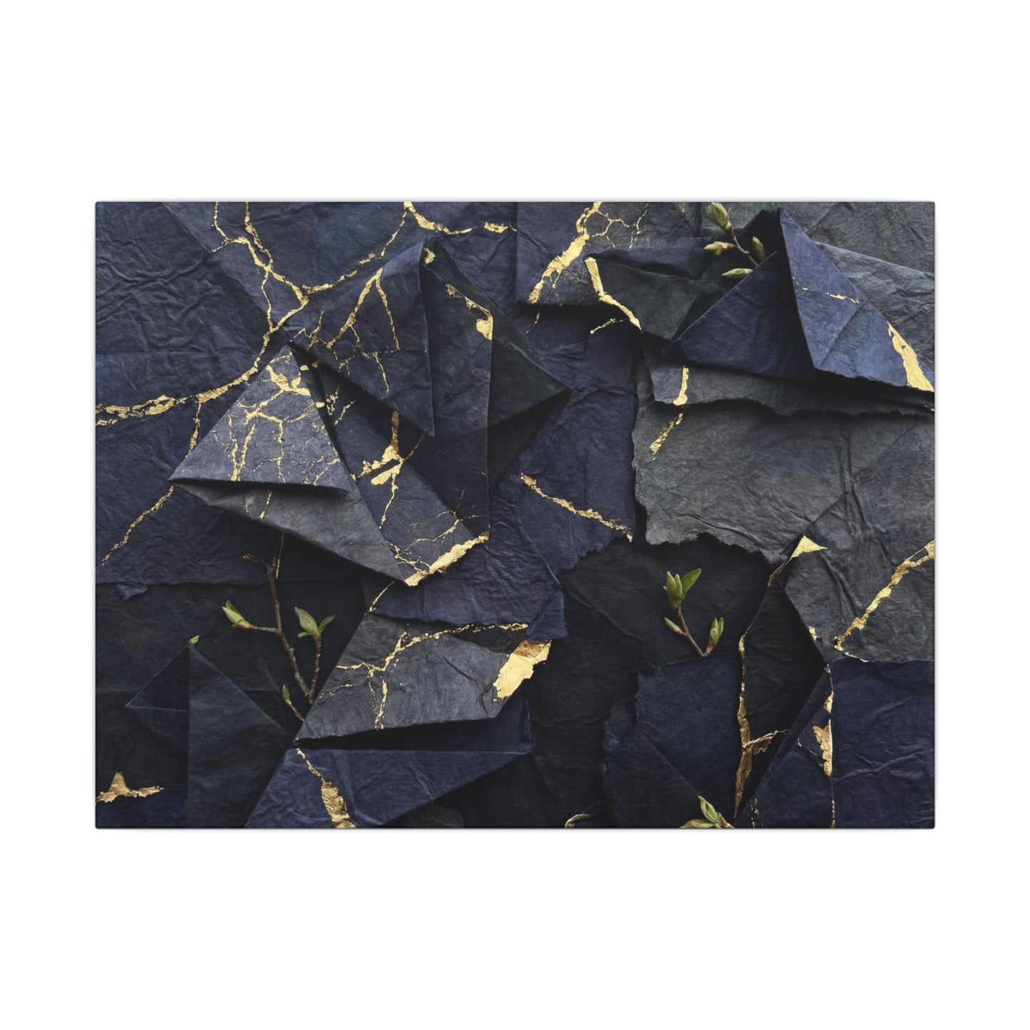 Beautiful Paper Fold Canvas Art - Crackle Gold Kintsugi Art Print