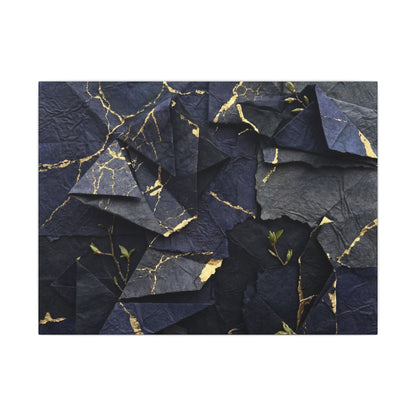 Beautiful Paper Fold Canvas Art - Crackle Gold Kintsugi Art Print