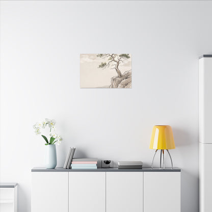 Japandi Pine Tree in Dappled | Minimal Line Canvas Art