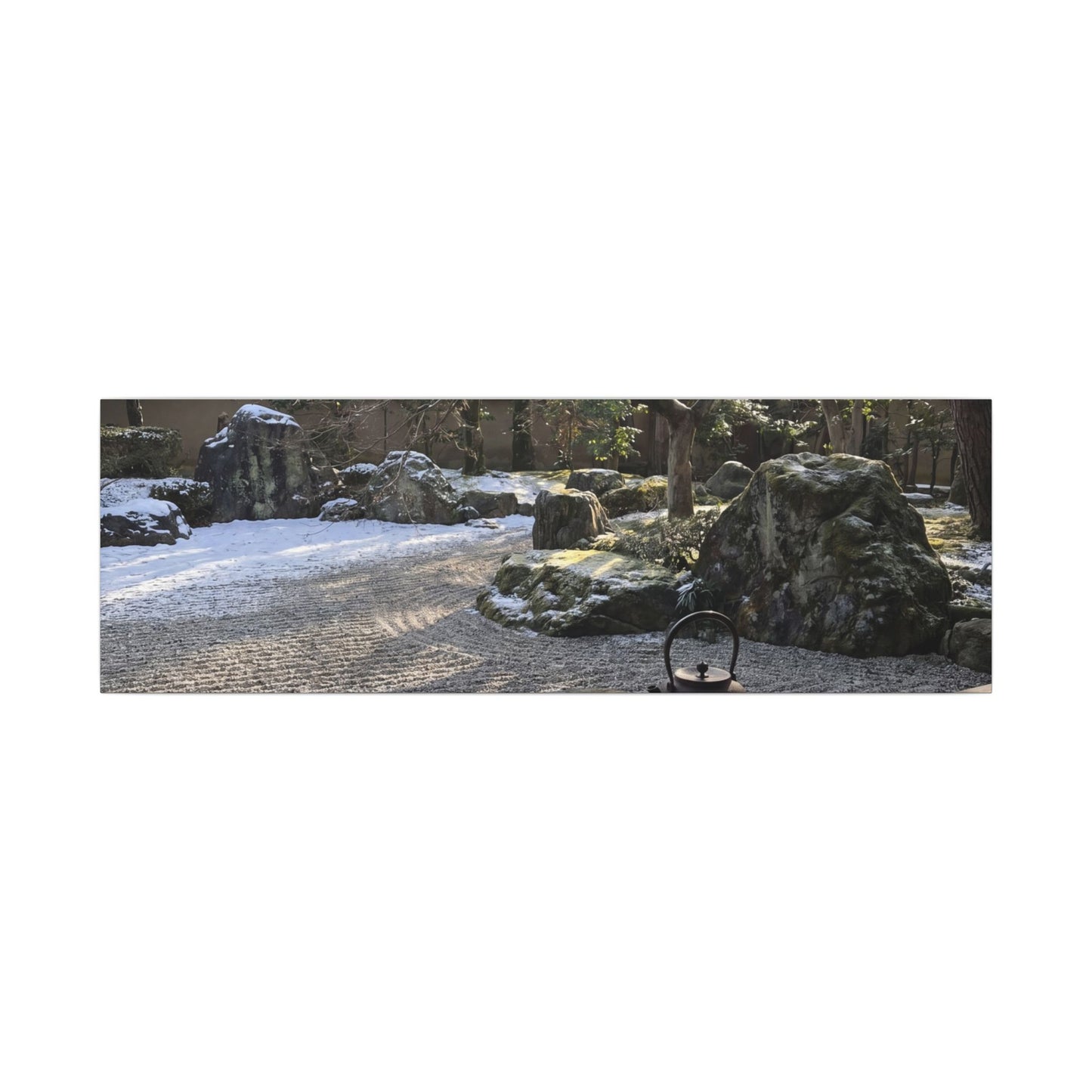 Winter Tea Ceremony Karesansui Canvas Art | Serene Decor
