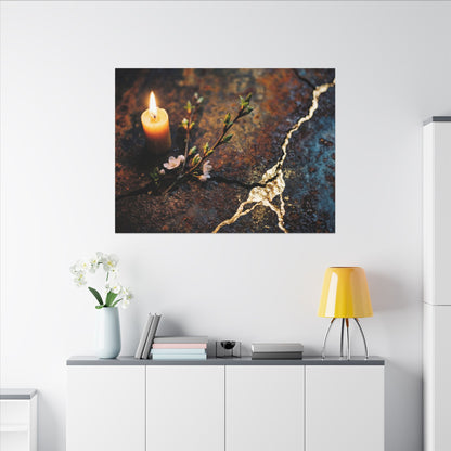 Kintsugi Rust Patina in Candlelight | Gold Repair Canvas Art
