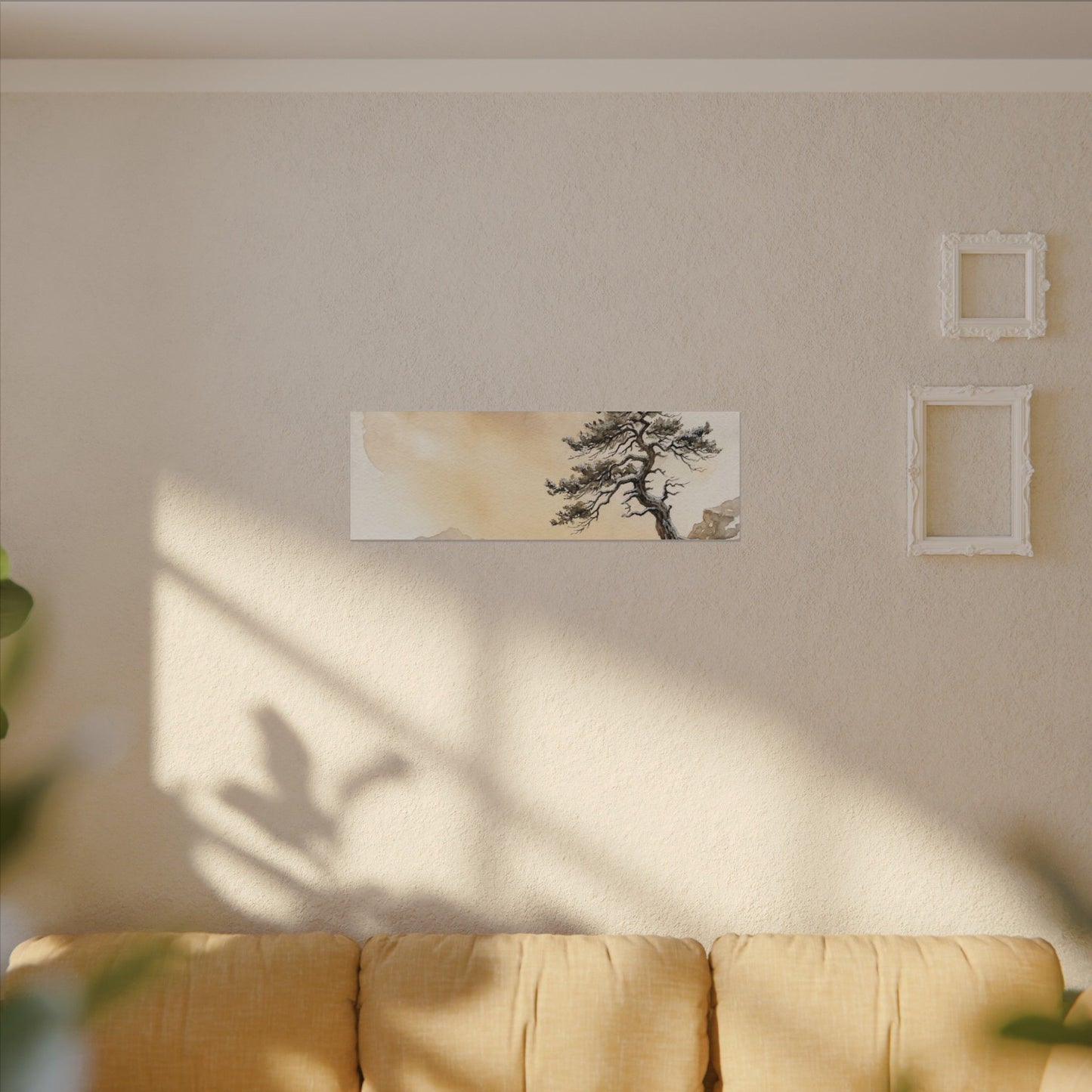 Pine Tree Canvas Art | Winter Japandi Watercolor Art