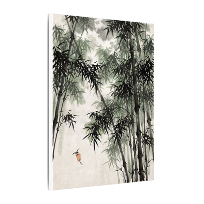 Zen Bamboo Grove in Overcast | Sumi E Canvas Art