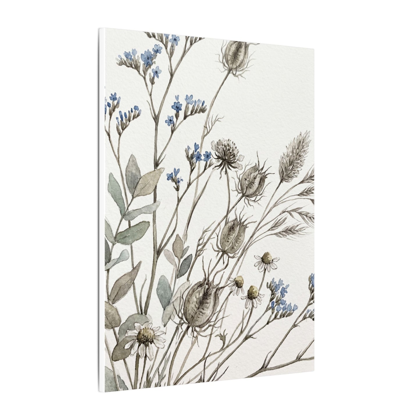 Dried Flowers Canvas Art | Summer Japandi Watercolor Art