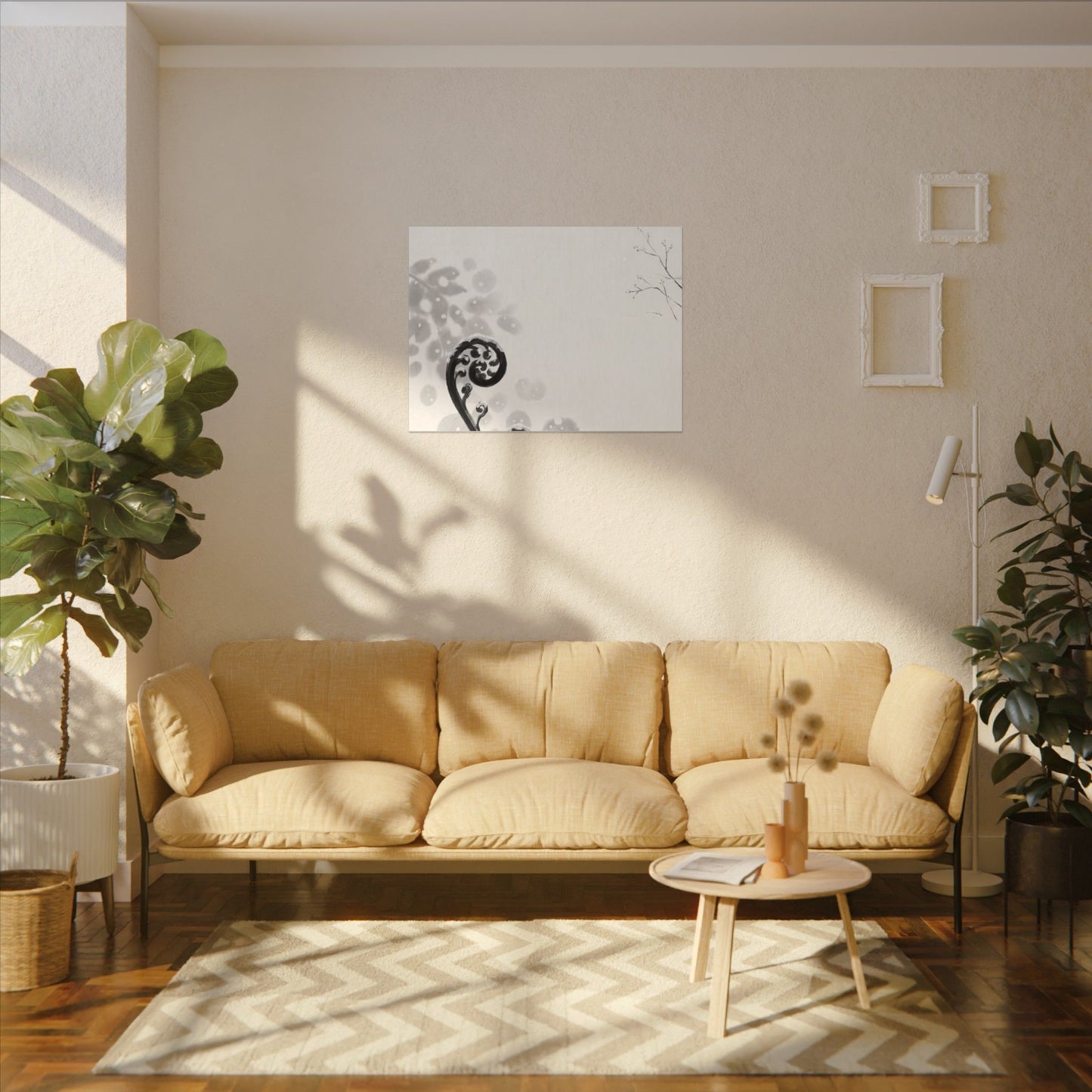 Winter Fern Unfurling Ukiyo E Inspired Canvas Art | Peaceful Decor